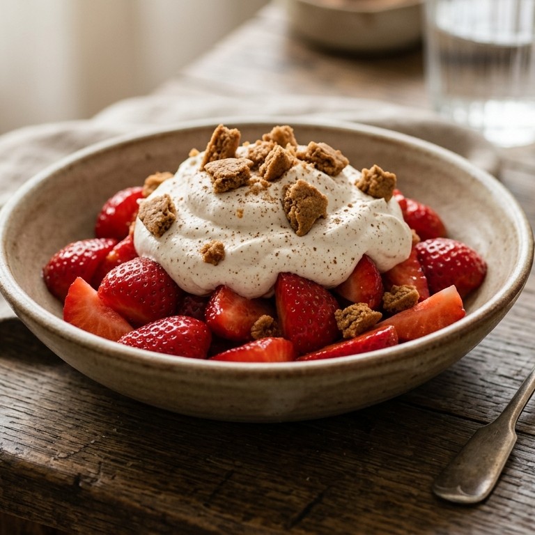Aardbeien met kruidenroom