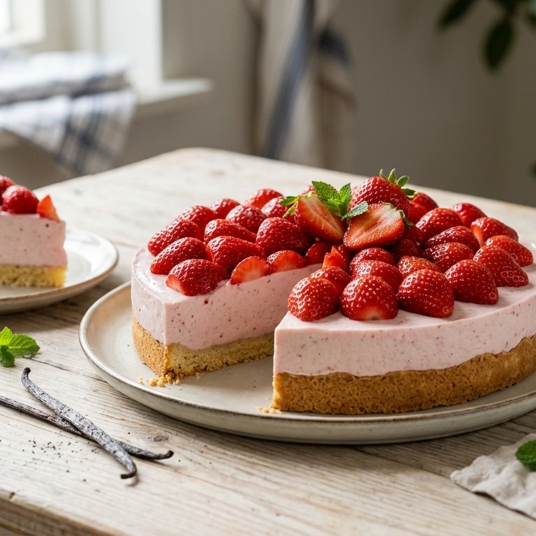 Aardbeien-yoghurttaart