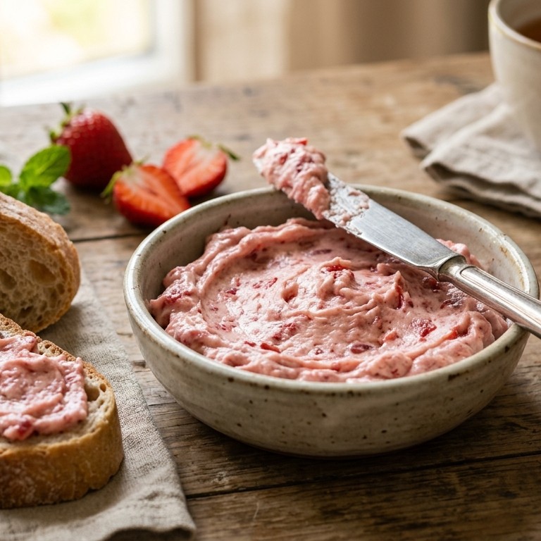 Aardbeienboter op stokbrood
