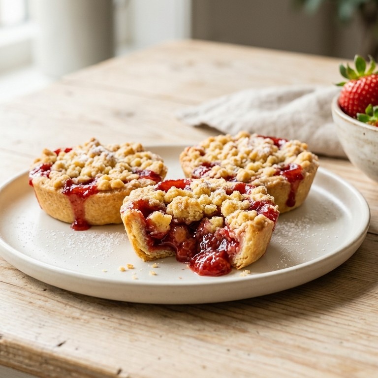 Aardbeiencrumbletaartjes