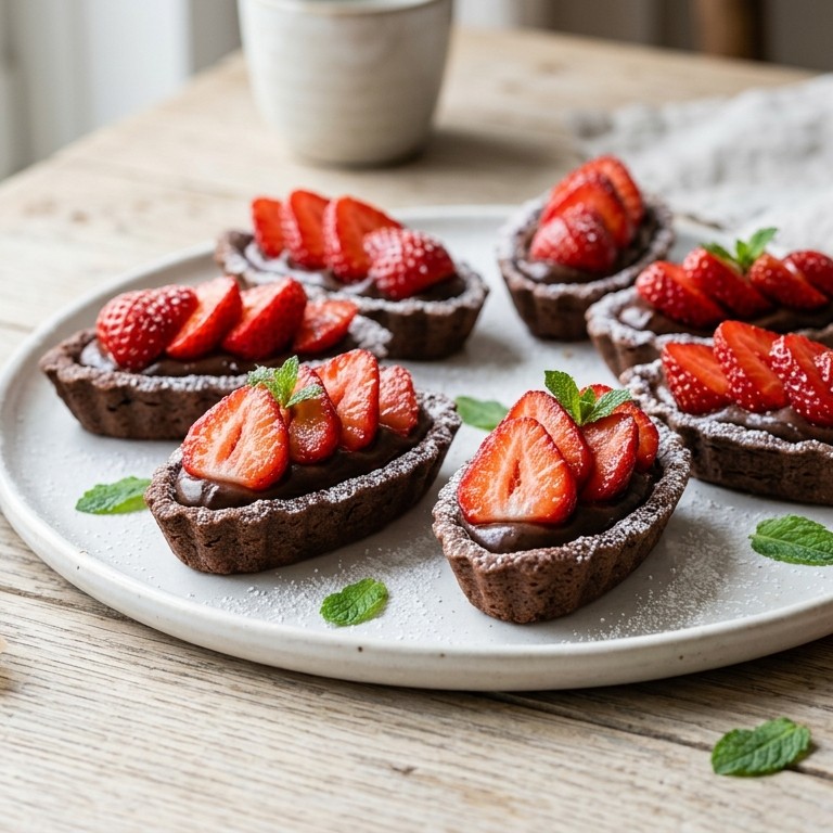 Aardbeienschuitjes met chocoladeroom