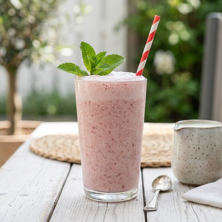 Aardbeienshake met munt