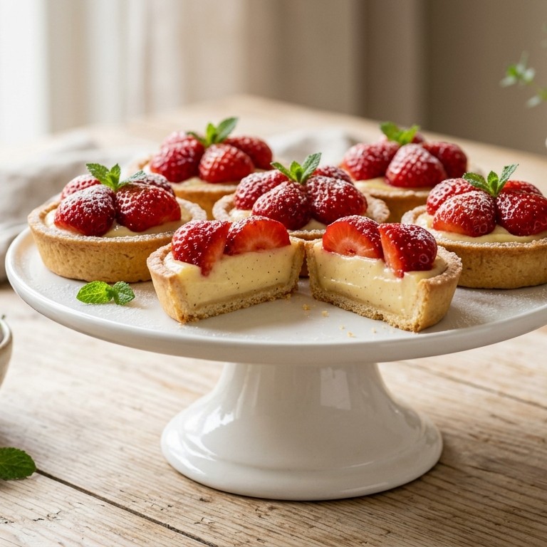 Aardbeientaartjes met puddingcrème