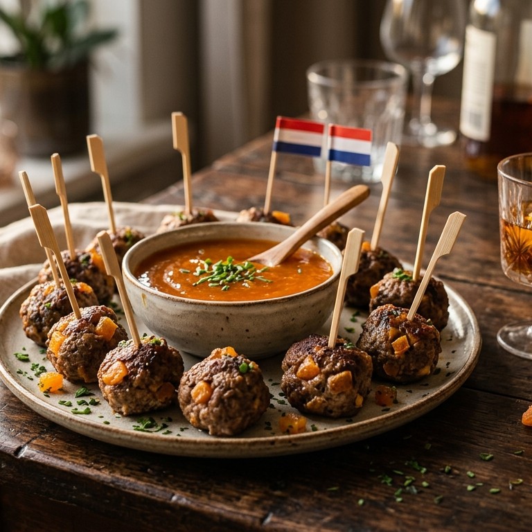 Abrikozen gehaktballetjes met abrikozen dipsaus