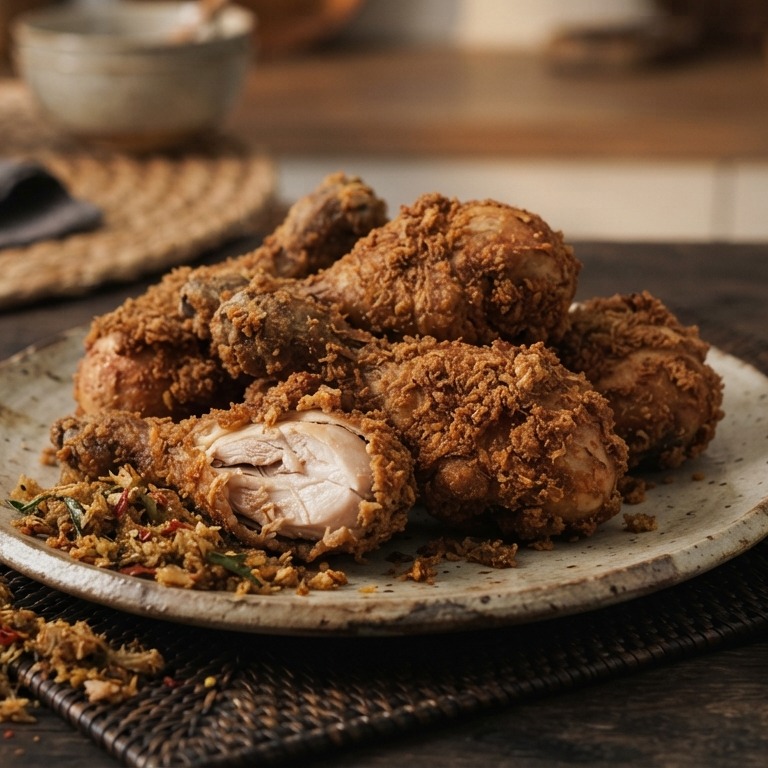 Ajam gepuk (gefrituurde drumsticks met kokossmaakje)