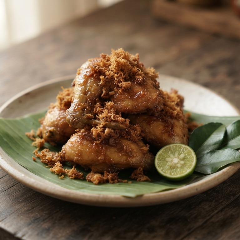Ajam goreng kalasan (gefrituurde licht gekruide kip)