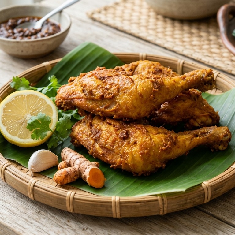 Ajam Goreng Tiga (rijkelijk gekruide kippenpoten)