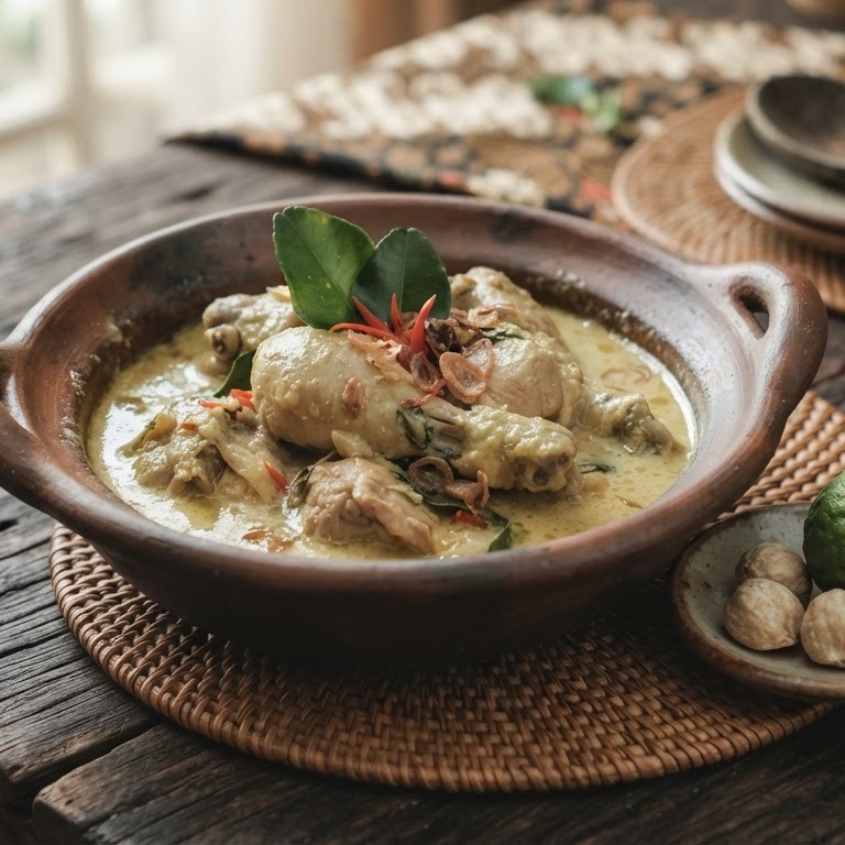 Ajam masak kemirie (kip met kemirienoten)