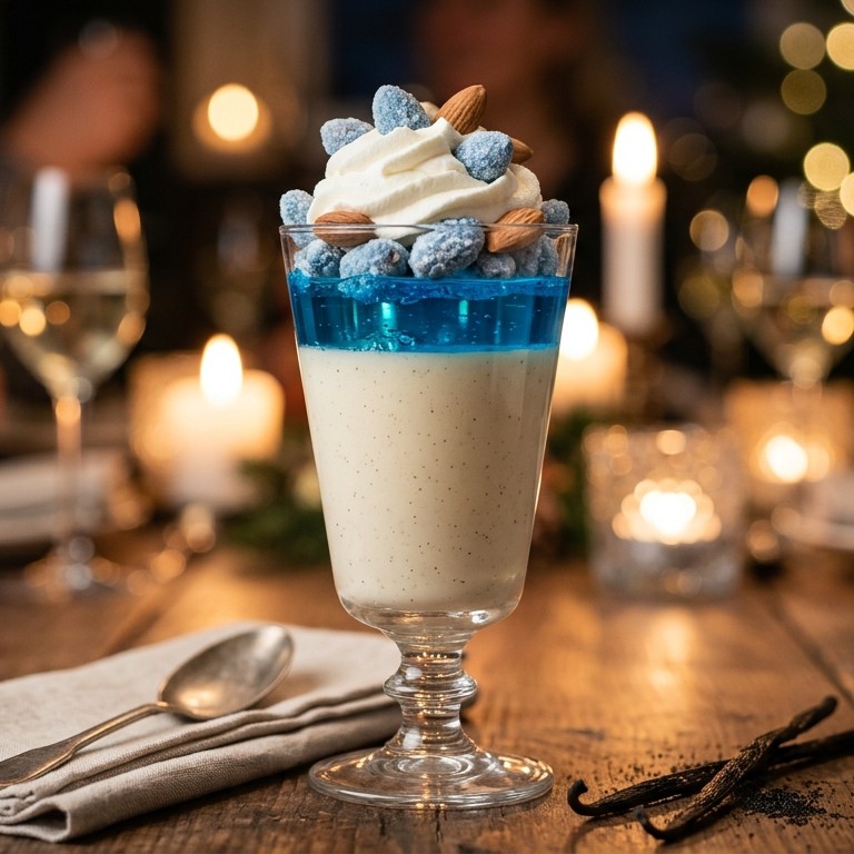 Amandelpudding met Blue Curacao