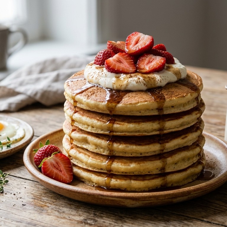American pancakes met aardbeien