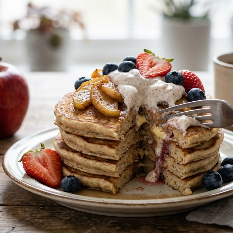 American pancakes met fruit en kaneelroom