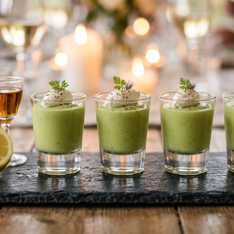 Amuse als avocadosoepje met ricotta