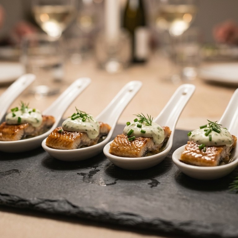Amuse paling met bosuitjescreme