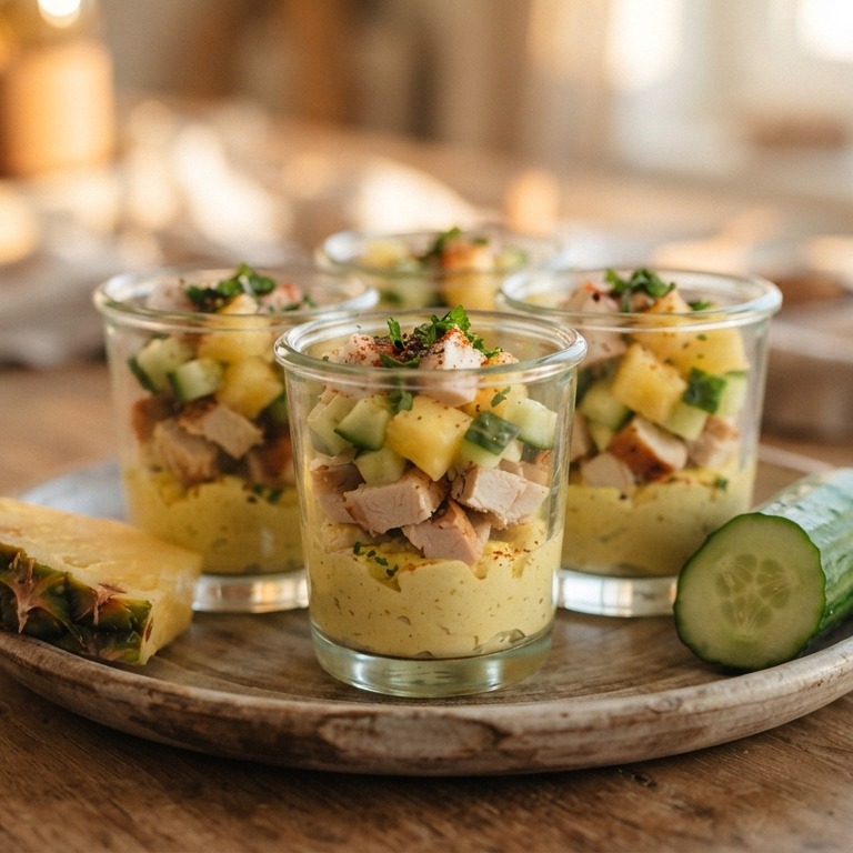 Amuse van gerookte kip etc