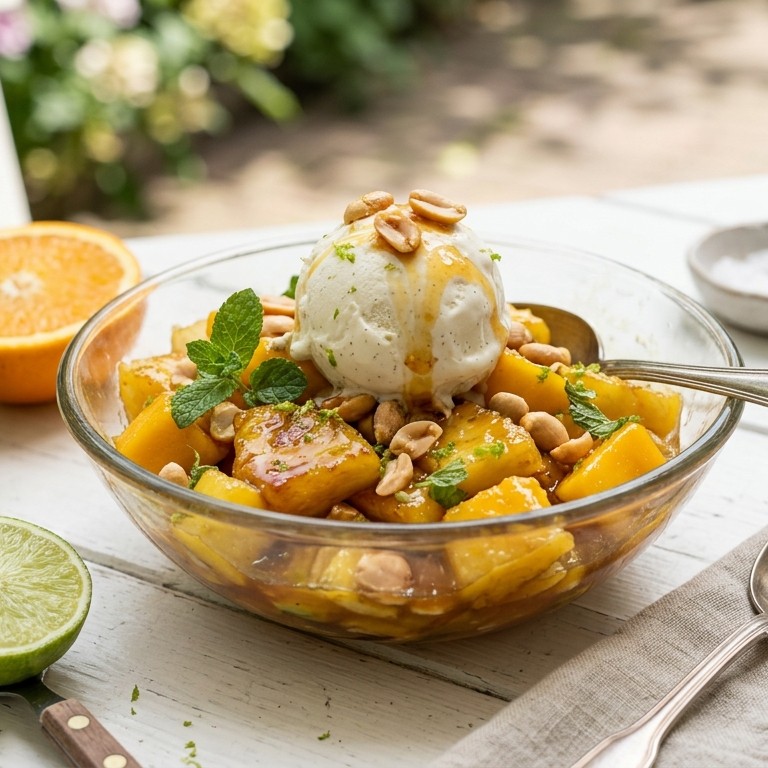 Ananas-mangosalade met pinda's