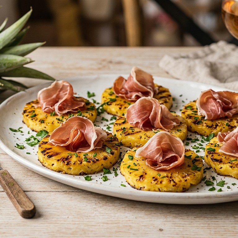 Ananas met rauwe ham