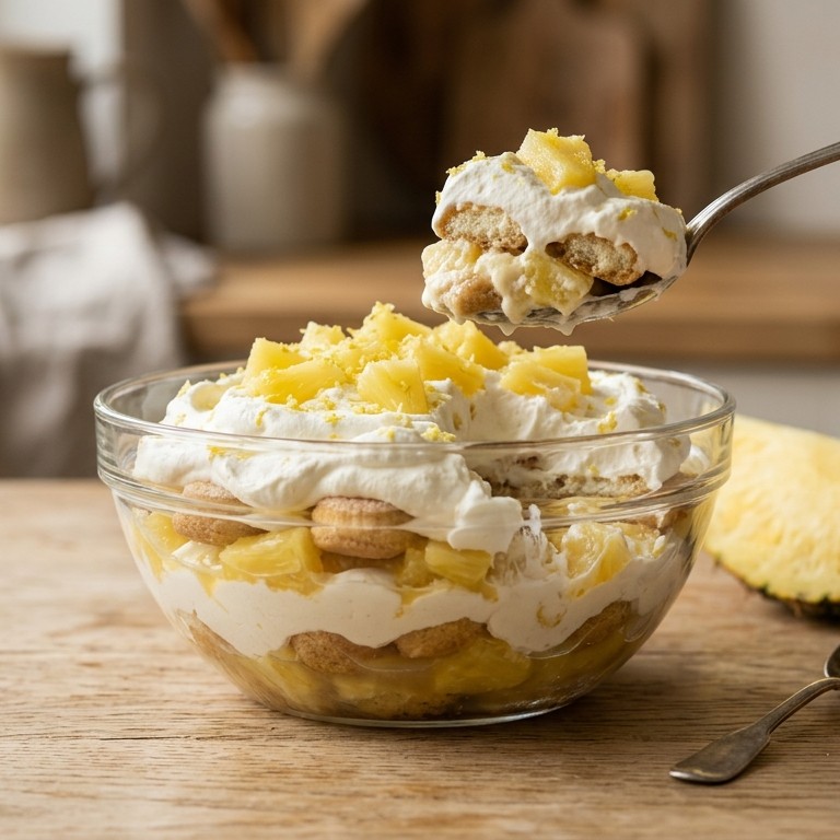 Ananas met slagroom en lange vingers