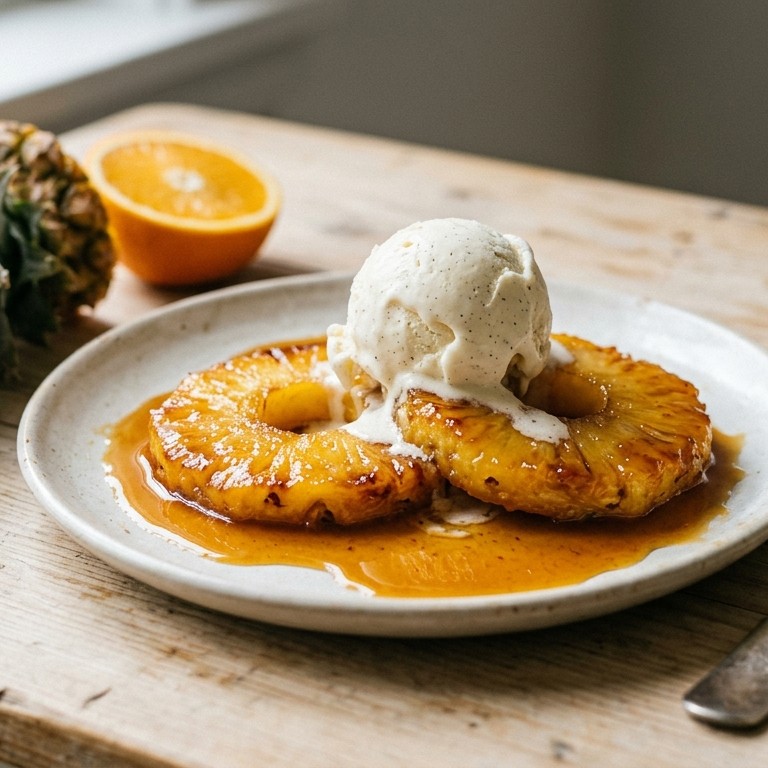 Ananas met vanille-ijs