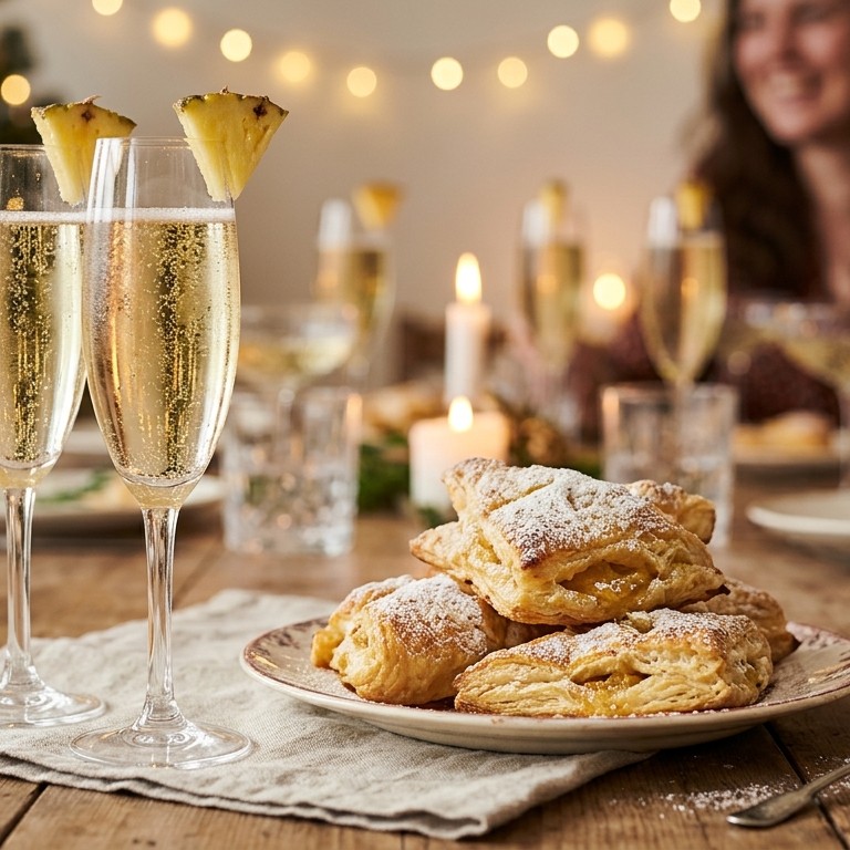 Ananasprosecco met nieuwjaarsflapjes