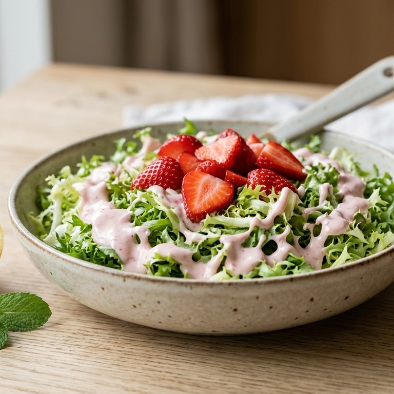 Andijvie met aardbeien-roomkaassaus