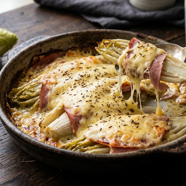 Andijvie met ham en kaas