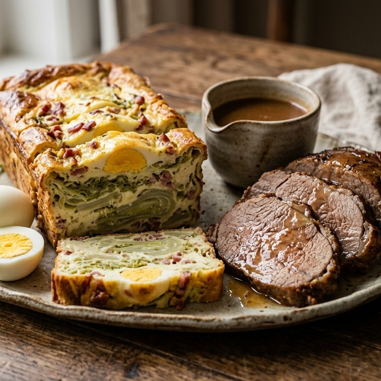 Andijviebrood met kalfsgebraad