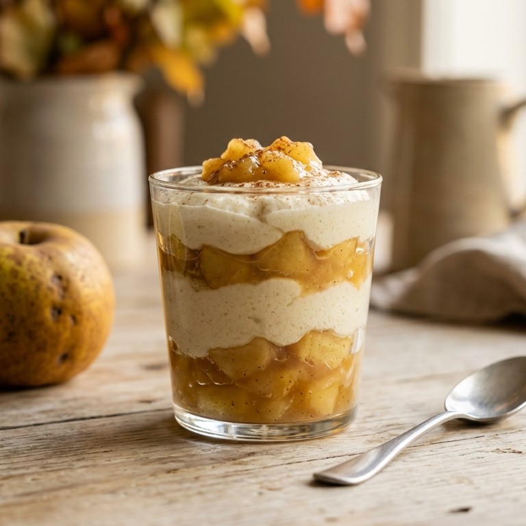 Appel-wittewijncompôte met griesmeelmousse
