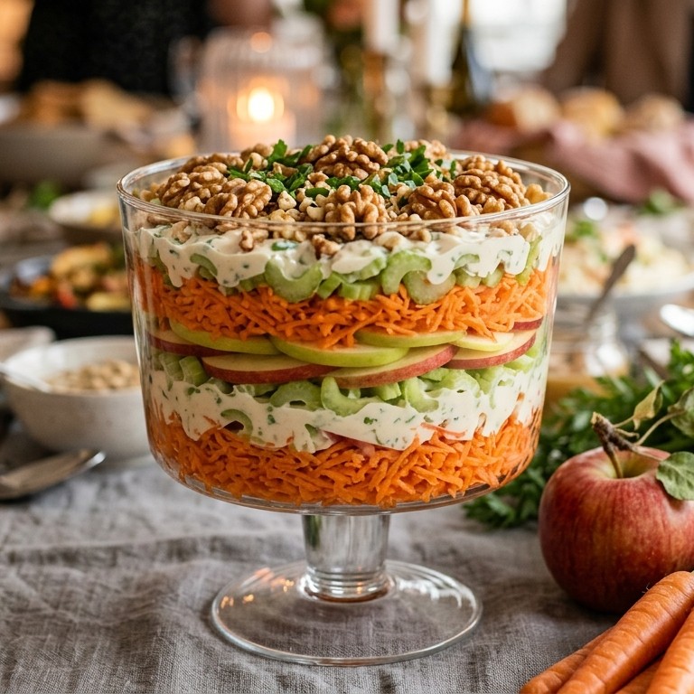 Appel-wortel-laagjessalade voor buffet