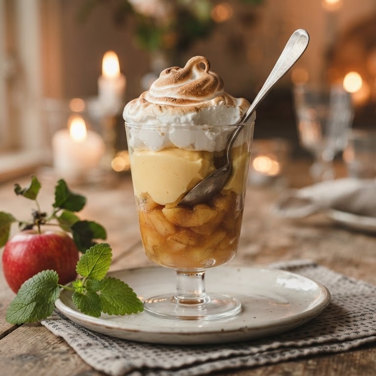 Appelcompote met advocaat en meringue
