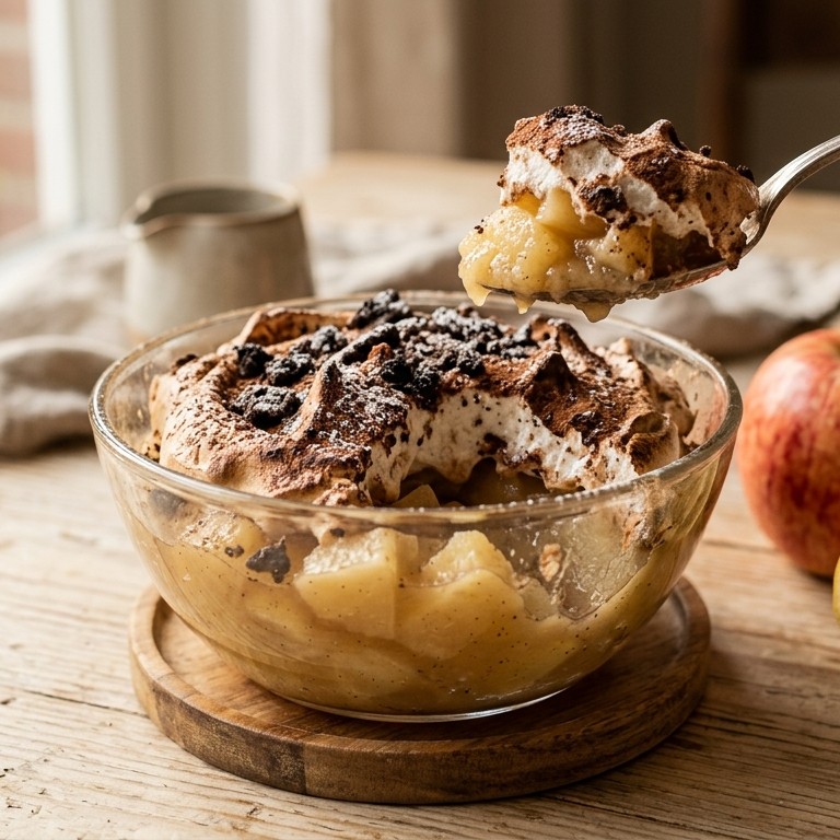 Appelcompote met chocoschuim