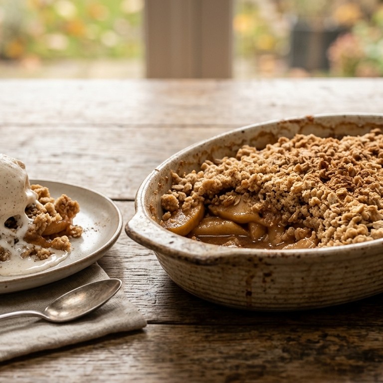 Appelcrumble met kaneelijs