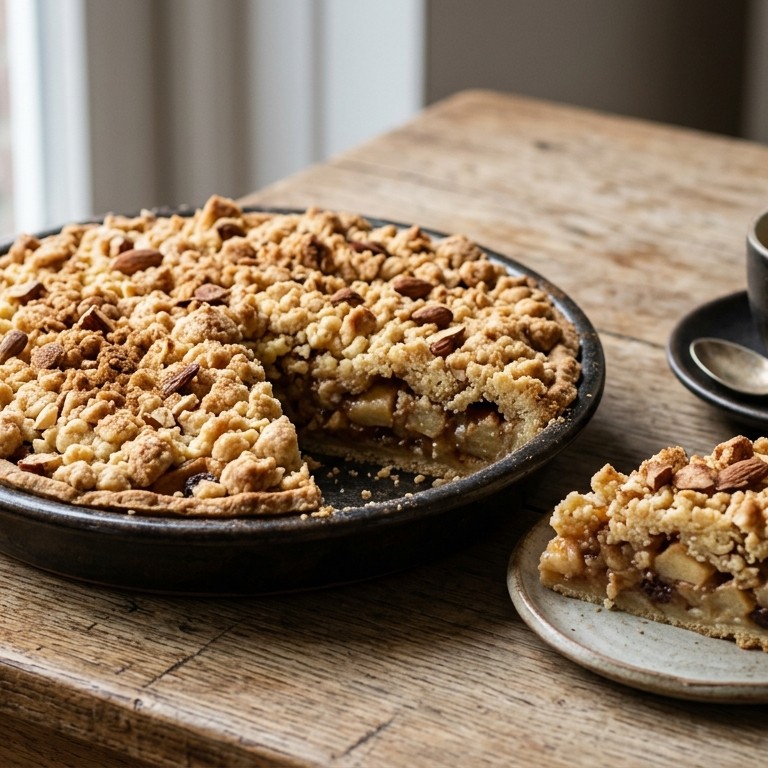 Appelkruimeltaart met bitterkoekjes