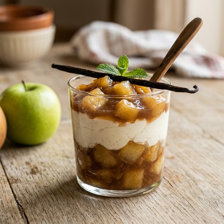 Appelperencompote met vanillekwark
