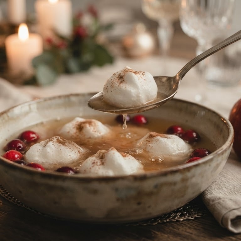 Appelsoep met sneeuwballen