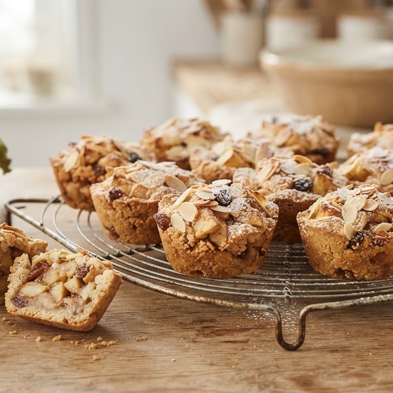 Appeltaartjes met amandelen in een muffinblik