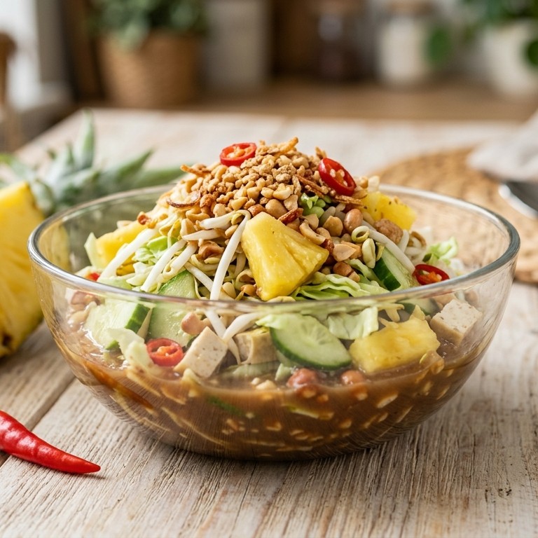 Asinan campur (gemengde groenten met ananas)