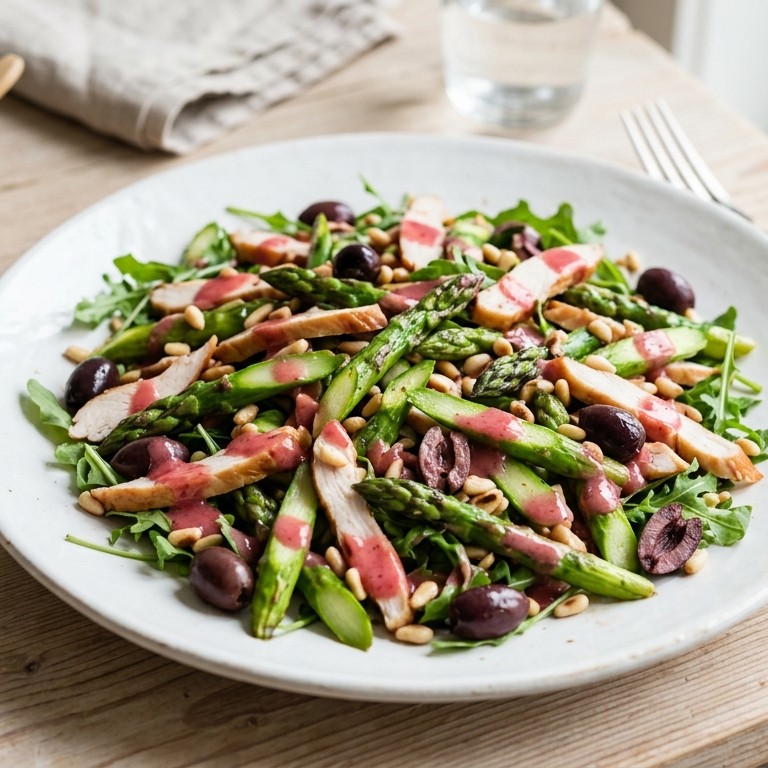 Asperge kipsalade met frambozendressing