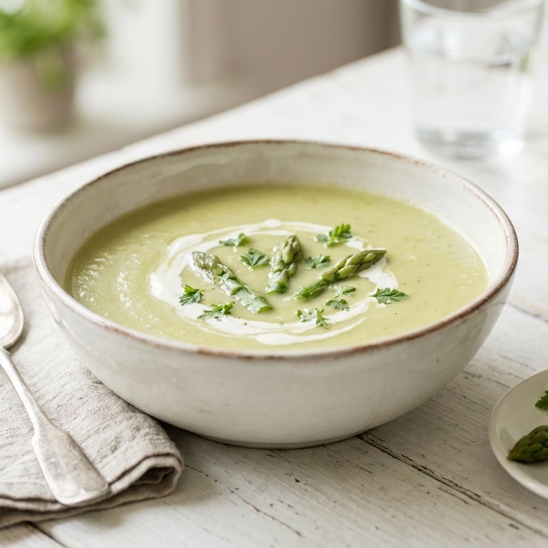 Asperge-roomsoep met sjalotjes en kervel