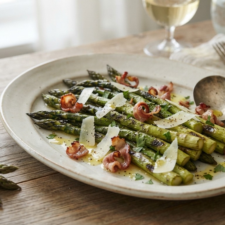 Asperge salade met panchetta en pecorini