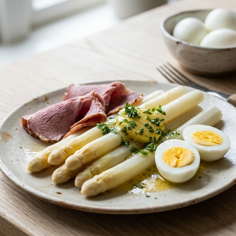 Asperges met beenham en kervelboter