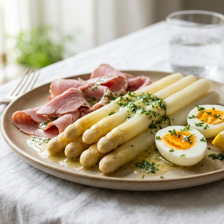 Asperges met beenham en kervelboter