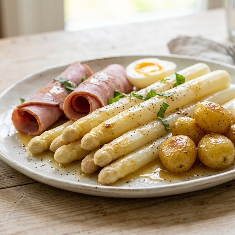 Asperges met beenham en krieltjes