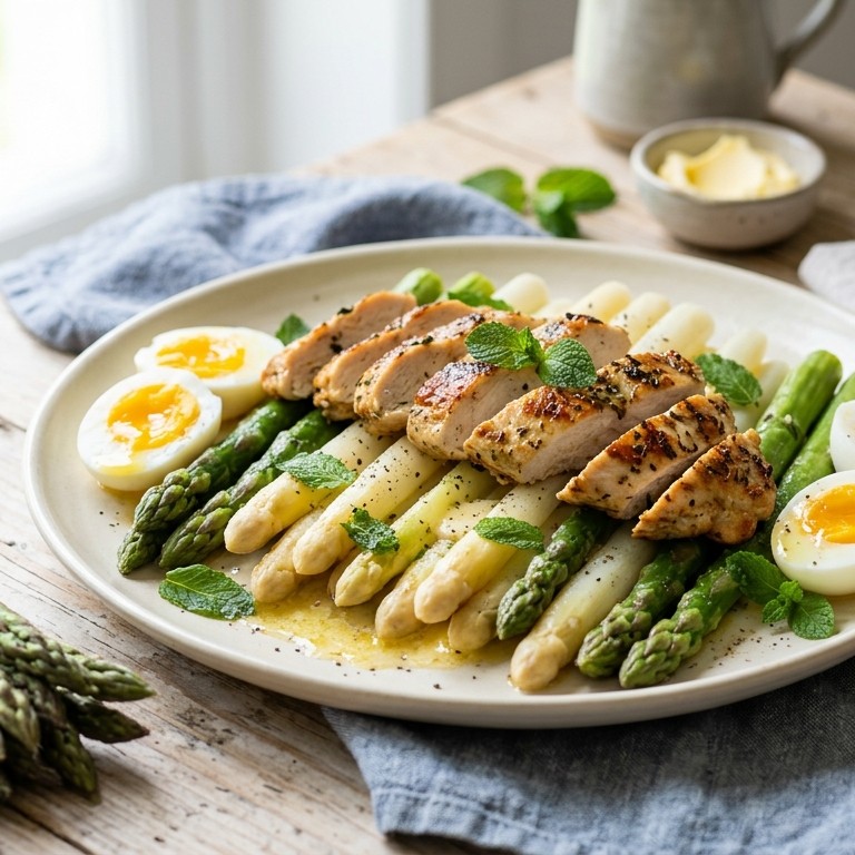 Asperges met gebakken kipfilet
