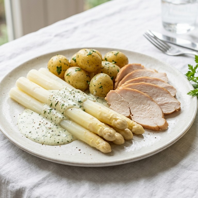 Asperges met kipfilet en kruidenroom