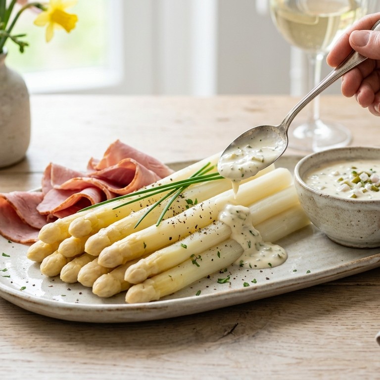 Asperges met lekkere knoflooksaus