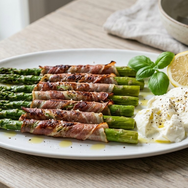 Asperges met mozzarella en ham