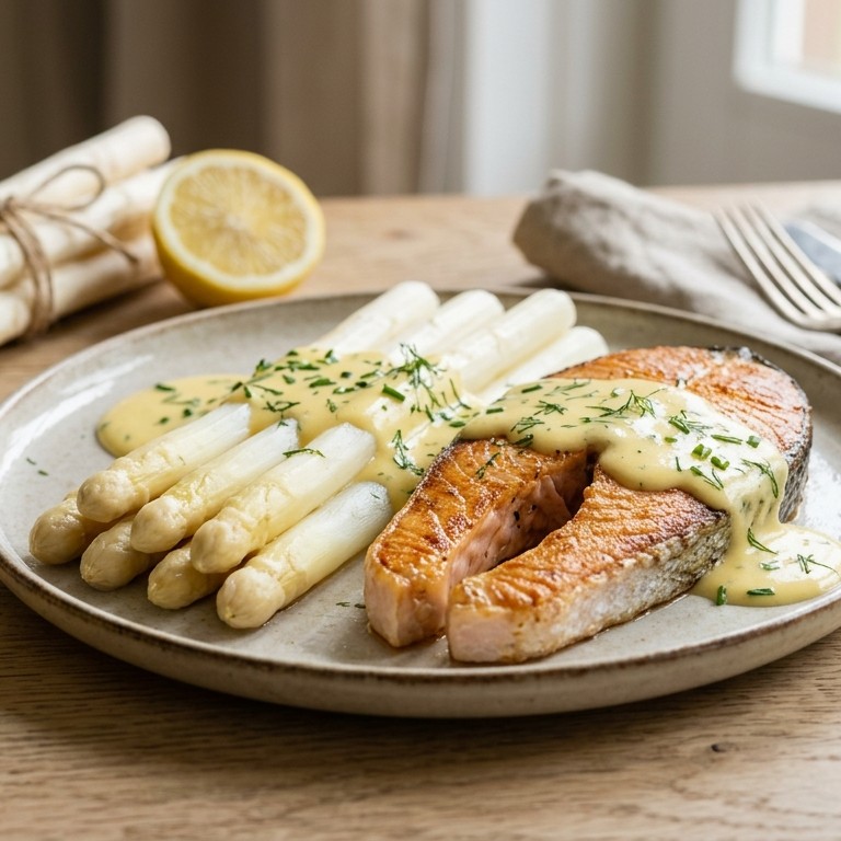 Asperges met zalmsteak