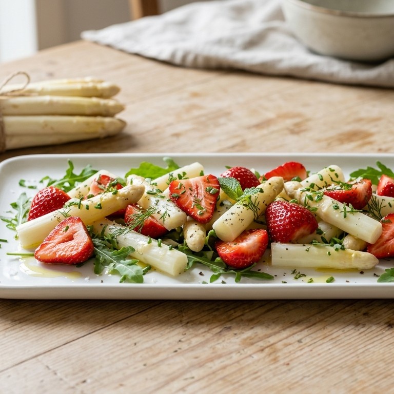 Aspergesalade met aardbeien