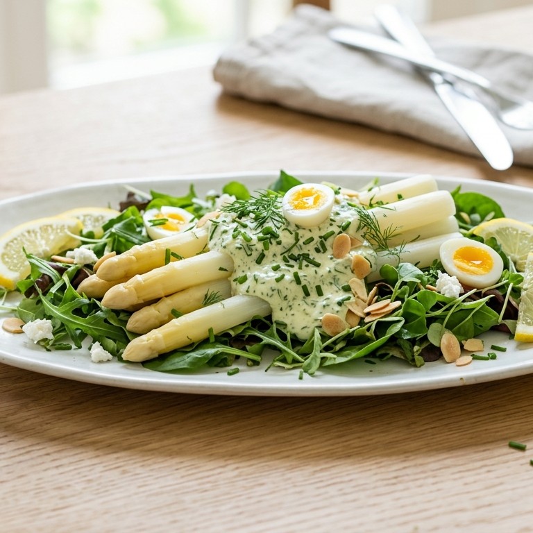 Aspergesalade met bieslookdressing