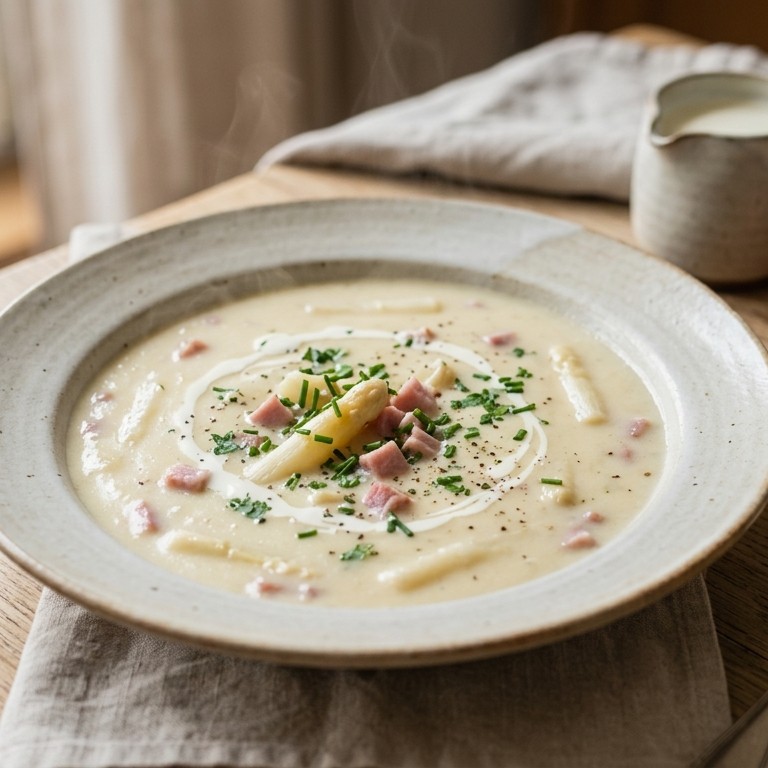 Aspergesoep met casselerrib